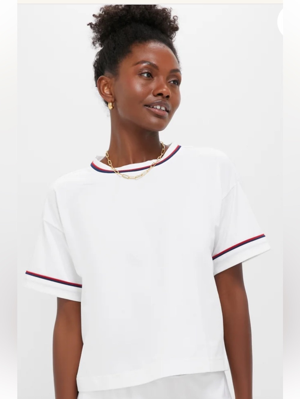 Tuckernuck sport White Short Sleeve Crew with Red and Navy Trim